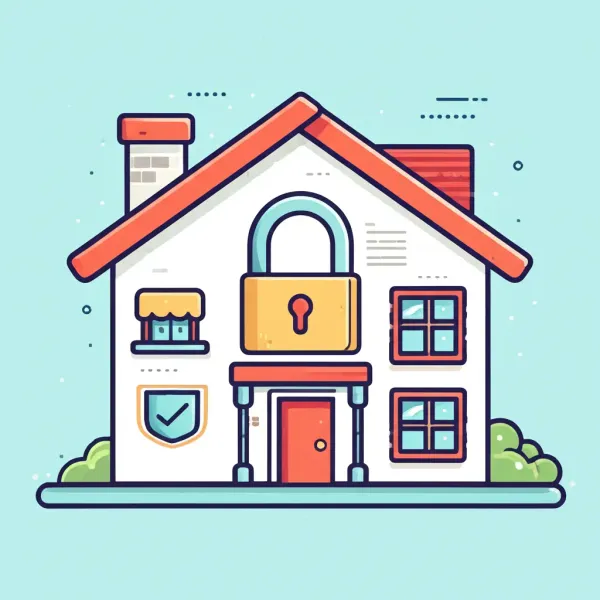 Illustration of a house with a lock symbol indicating PMI