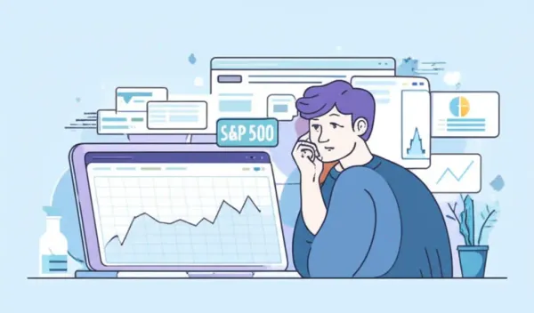 Person analyzing S&P 500 stock charts