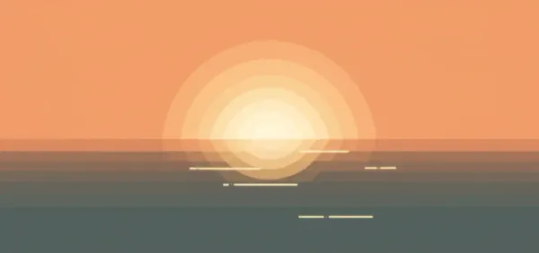 A serene sunrise over calm water, symbolizing calm in chaos.