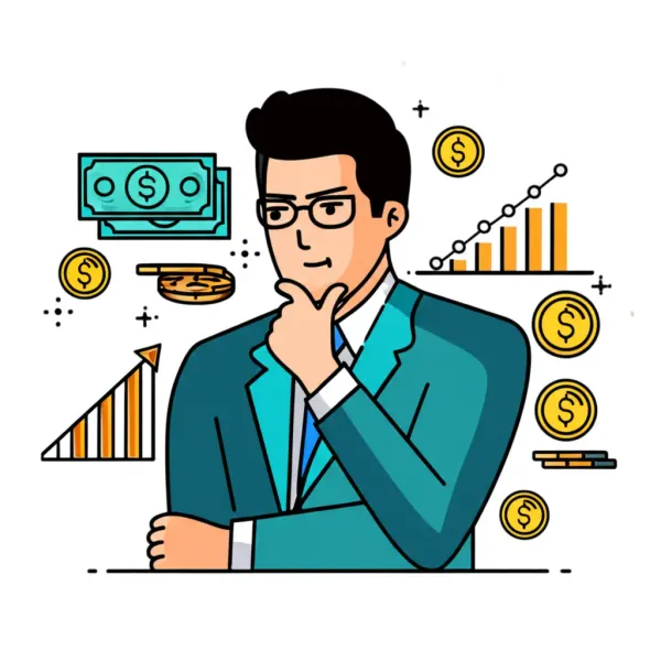 Wealthy individual contemplating various investment strategies