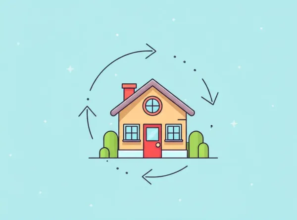 Illustration of a house with fluctuating interest rates