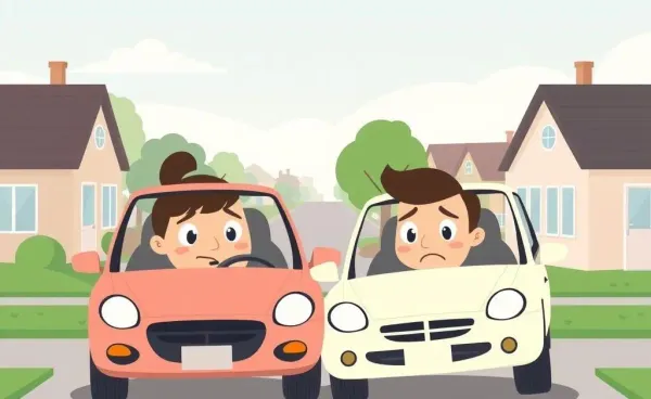 A cartoon illustration of an accident involving an unlicensed driver
