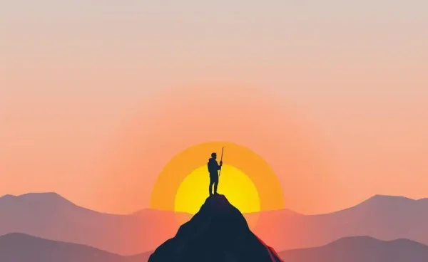 A person on a mountain peak symbolizing achieving financial independence.