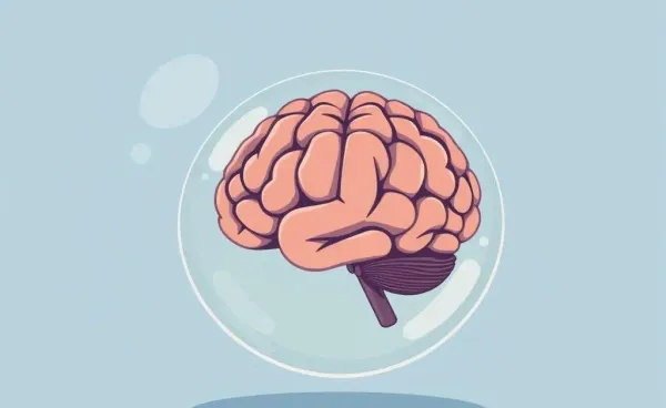 A bubble with a digital brain, symbolizing the AI bubble concept