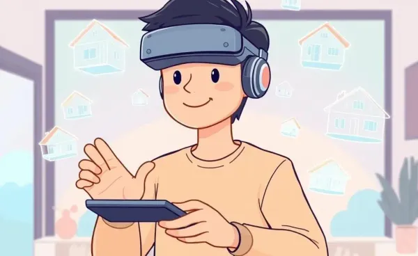 A person using AI technology for virtual home tours.