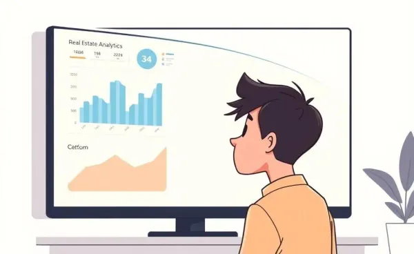 Person analyzing real estate data on a digital screen