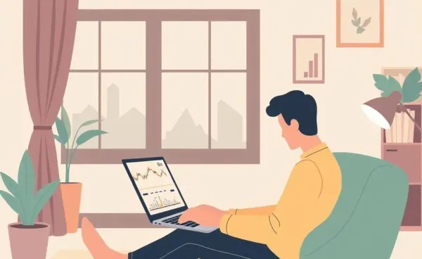 Person analyzing investment graphs on a laptop