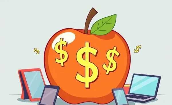 Cartoon illustration of Apple's investment concept