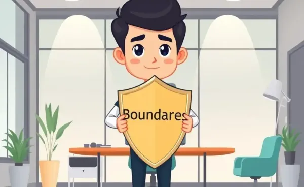 Illustration of a person holding a shield labeled 'Boundaries'