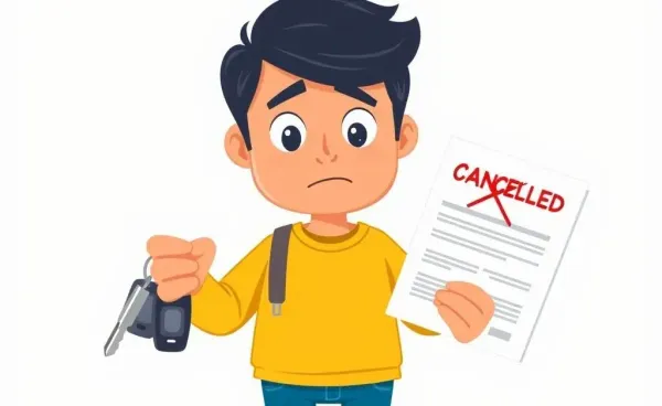 An illustration of a person dealing with an auto insurance cancellation.