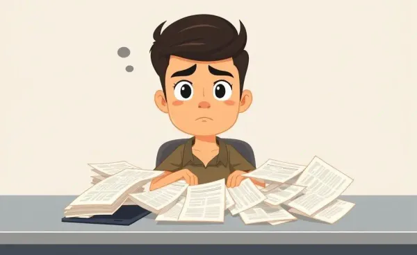 A person puzzled over auto insurance documents