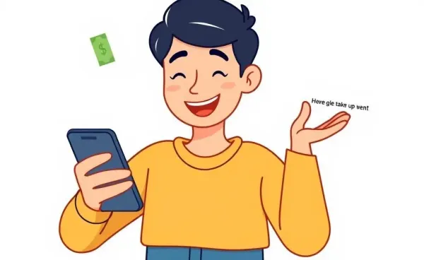 Person using mobile banking app for autosaving with money flowing into a piggy bank
