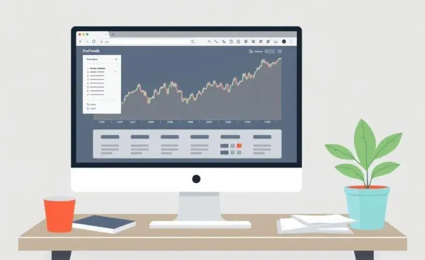 A peaceful workspace with investment research materials.