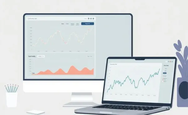A clean desk with financial charts and a laptop, representing investment planning.