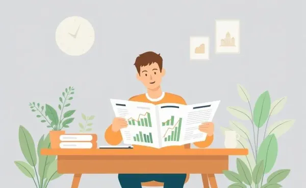A person reviewing a balanced investment portfolio at a desk