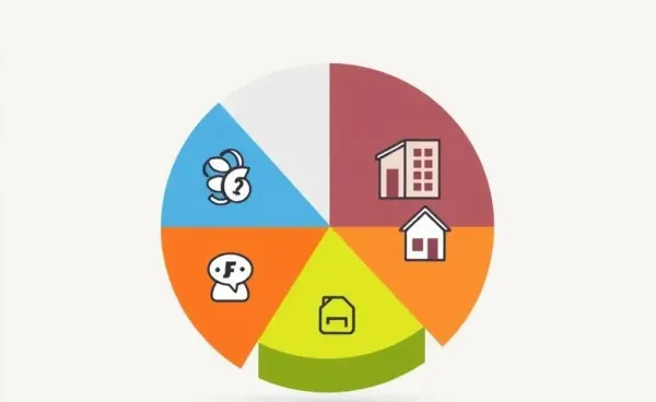 A cartoon-style illustration of a balanced investment portfolio depicted as a pie chart