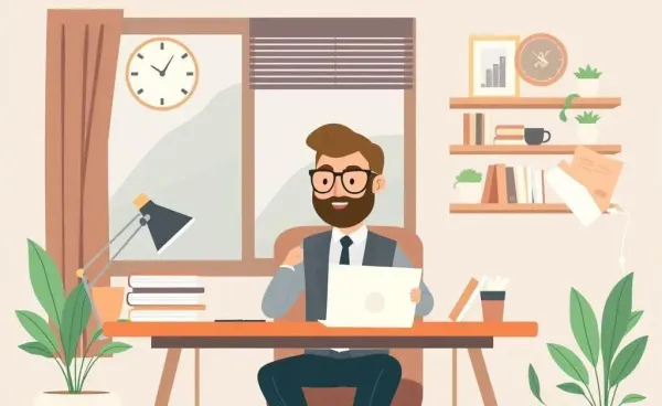 An investor looking at a balanced portfolio in a home office setting