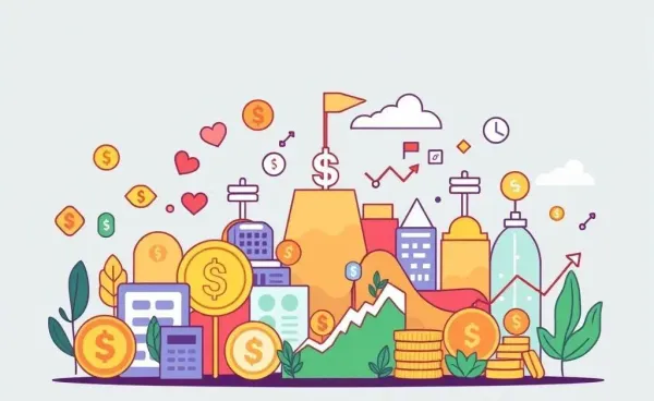 Illustration of a balanced investment portfolio with diverse financial elements