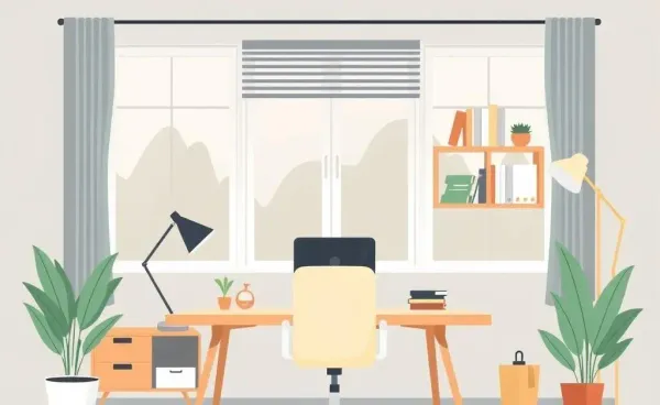 A serene and well-organized home office space