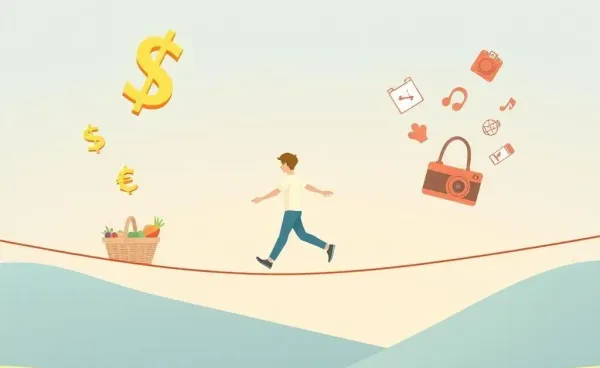 Illustration of balancing finances and life