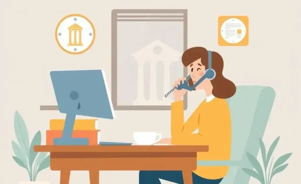 Person on the phone with a bank representative at a cozy desk