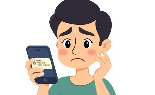 Person receiving a fraud alert text from a bank
