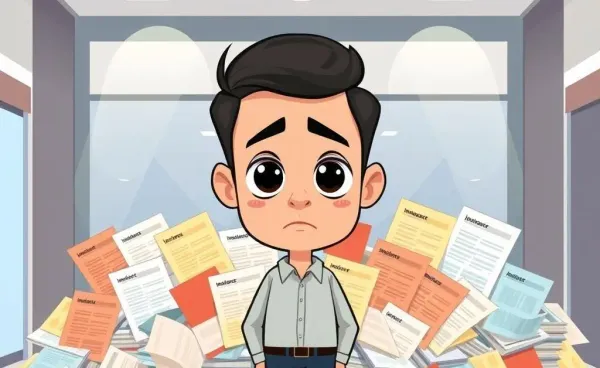 Person deciding on insurance options at a bank