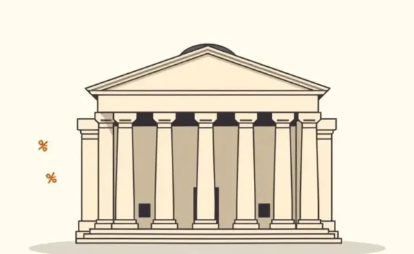 Bank of England with interest rate symbols