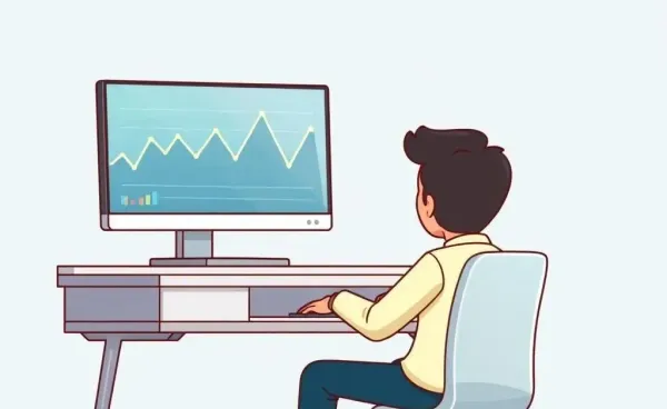 Person exploring banking questions on a computer screen
