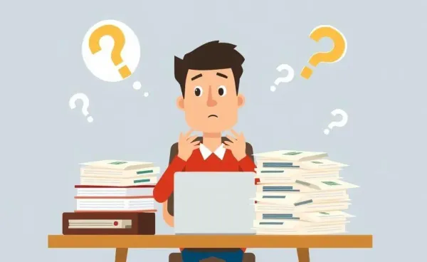Person puzzled by banking documents