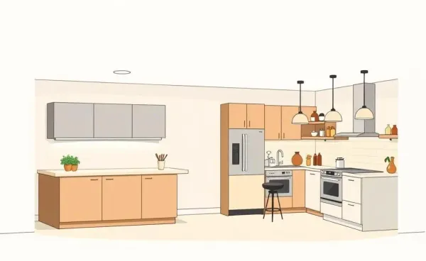 Modern basement featuring a wet bar and a full kitchen side by side