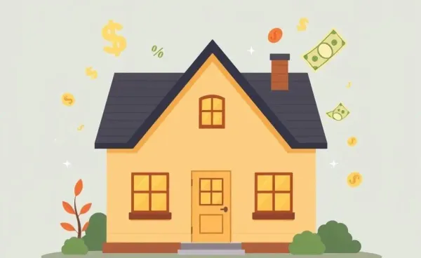 A cozy home with financial symbols representing a mortgage offer.