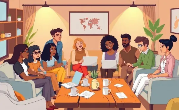 A diverse group of people brainstorming business ideas together