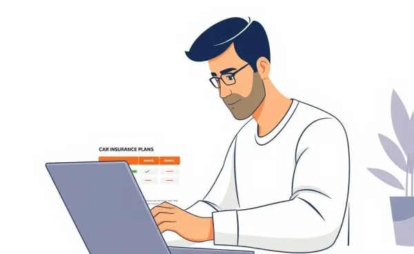 Person browsing car insurance options on a laptop