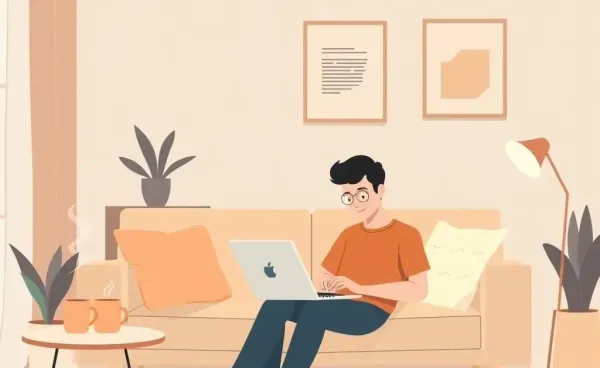 Person browsing car insurance options in a cozy setting