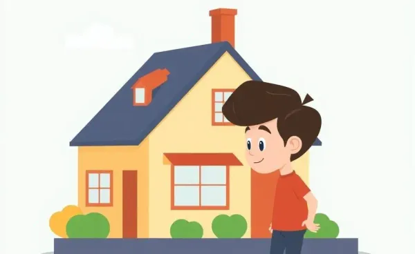 Person balancing a budget with a house in thought