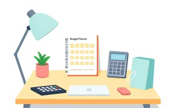 A comforting desk setup with a budget planner and calculator