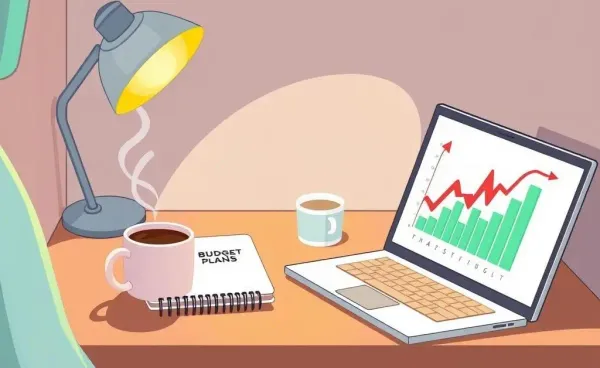 Cozy desk with budget planning tools