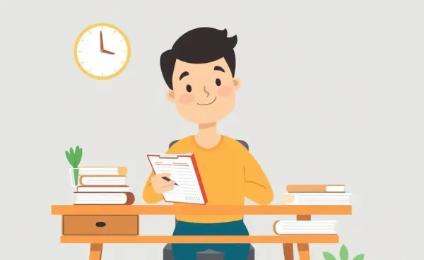 Person using a budget planner at a desk