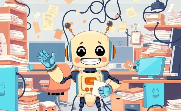 A robot enthusiastically attempting to manage finances in a clustered setting