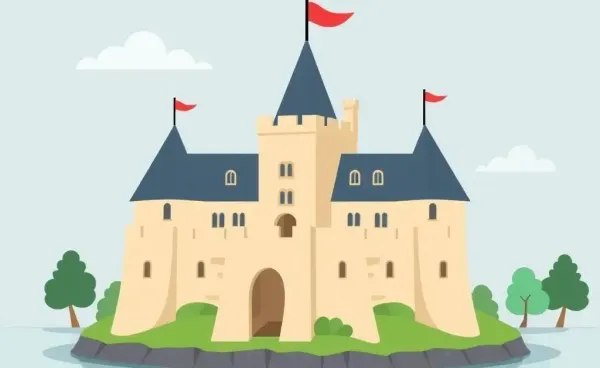 A moat protecting a business represented as a castle.