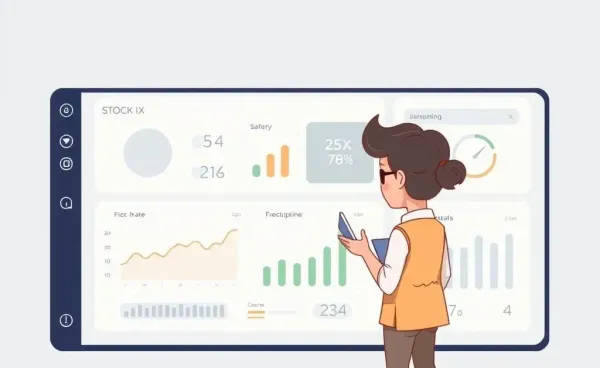 Illustration of a business owner analyzing inventory.