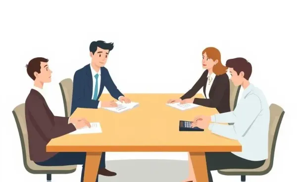A group of people having a relaxed business meeting