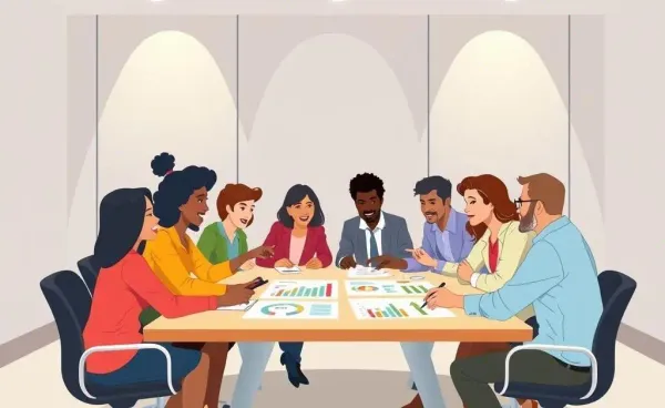 Diverse team planning a business strategy around a table