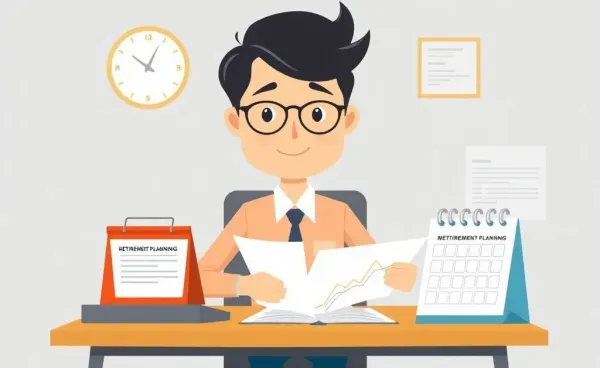 A busy professional planning their retirement at a desk