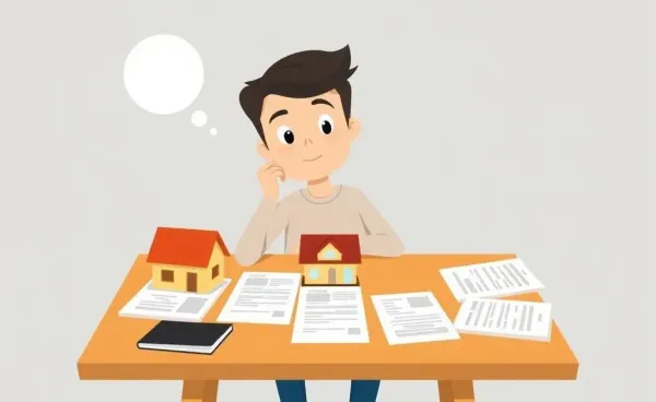 Person contemplating signing a buyer agent agreement with house model on the table