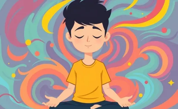 A serene person meditating in the midst of chaos