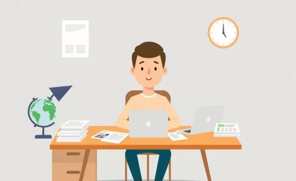 A confident person handling paperwork at a desk.