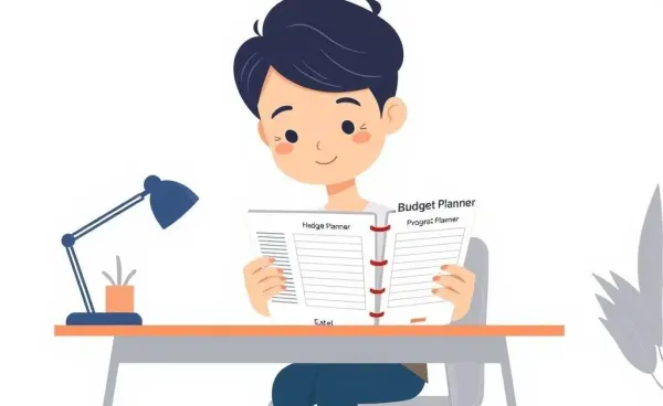 A calm person with a desk organized for budgeting and planning