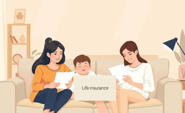 A family discussing life insurance options at home.
